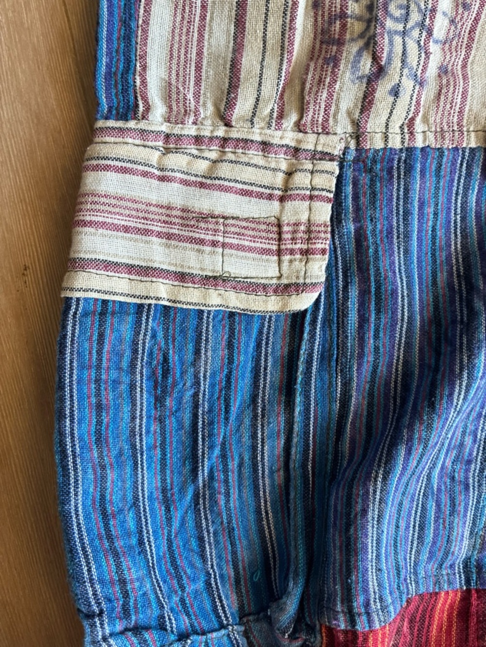Rising International colorful hippie cotton Patchwork drawstring Pants unisex L - Picture 7 of 16